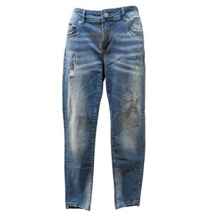 Pucchino Jeans Womens Blue Distressed Slim Fit Tapered Denim Pants Size 30